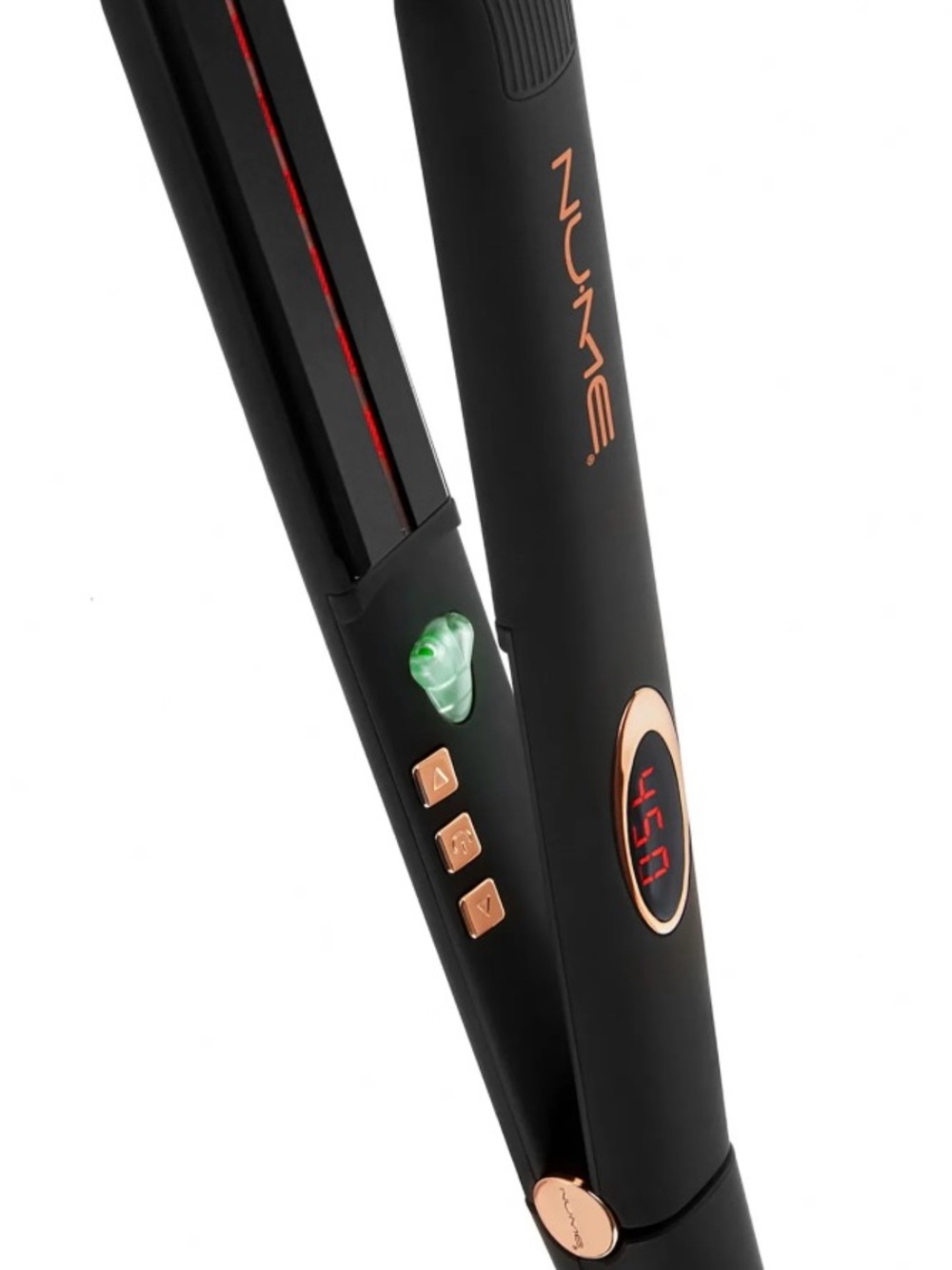 NuMe Matte Black Hair Straightener with Rose Gold Accents